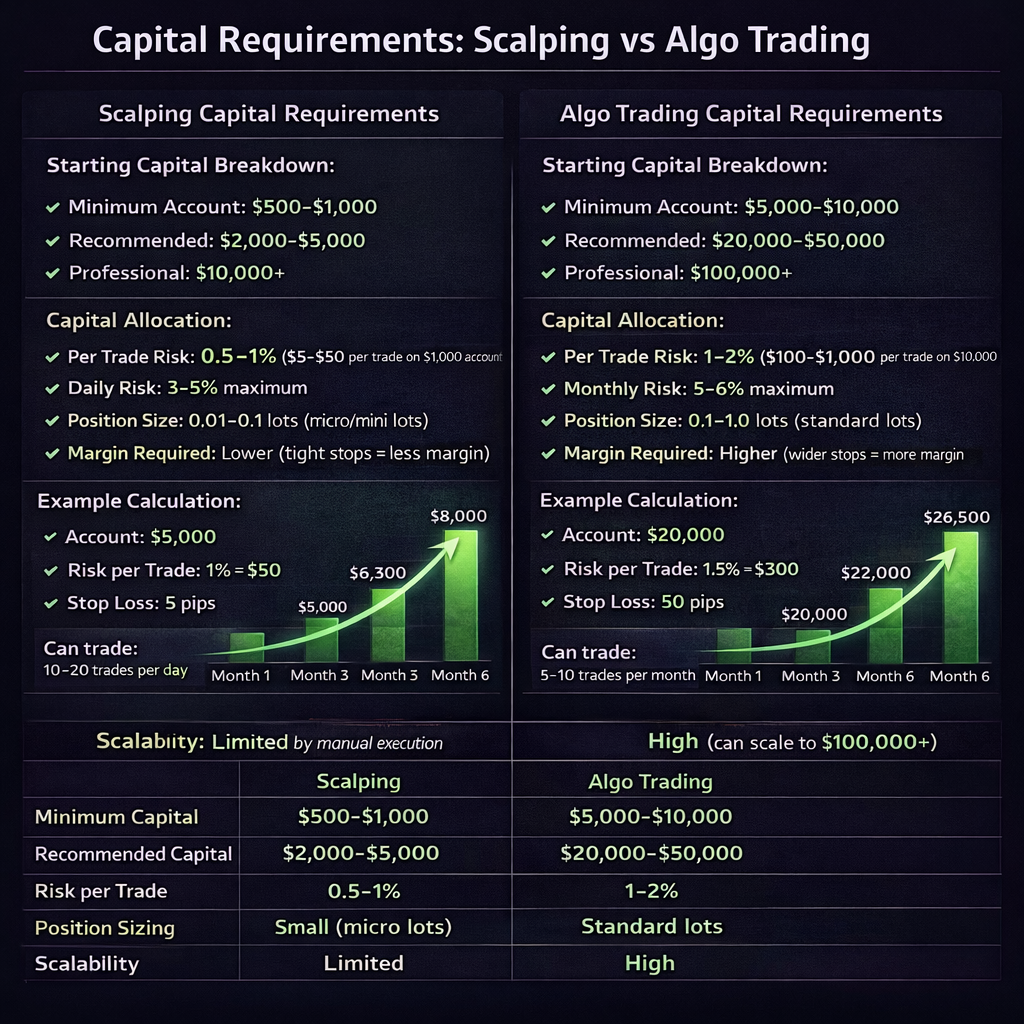 Capital Requirements Comparison: Scalping vs Algo Trading