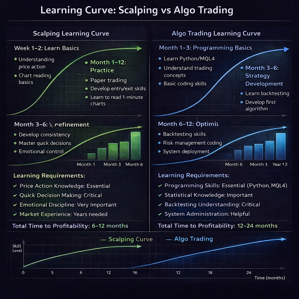 Learning Curve Comparison: Scalping vs Algo Trading