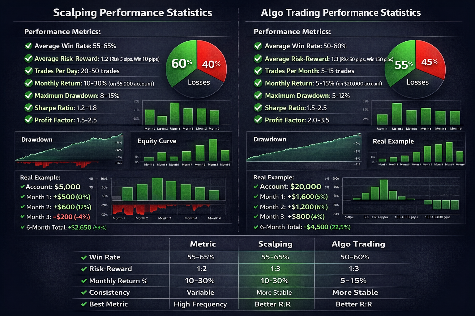 Performance Statistics Comparison: Scalping vs Algo Trading